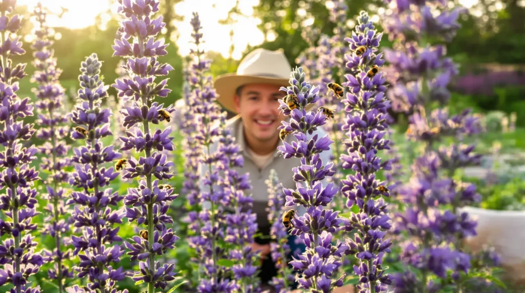 Plantée près du potager, cette vivace de jardin sec attire bien plus d’abeilles que la lavande et demande très peu d’arrosage
